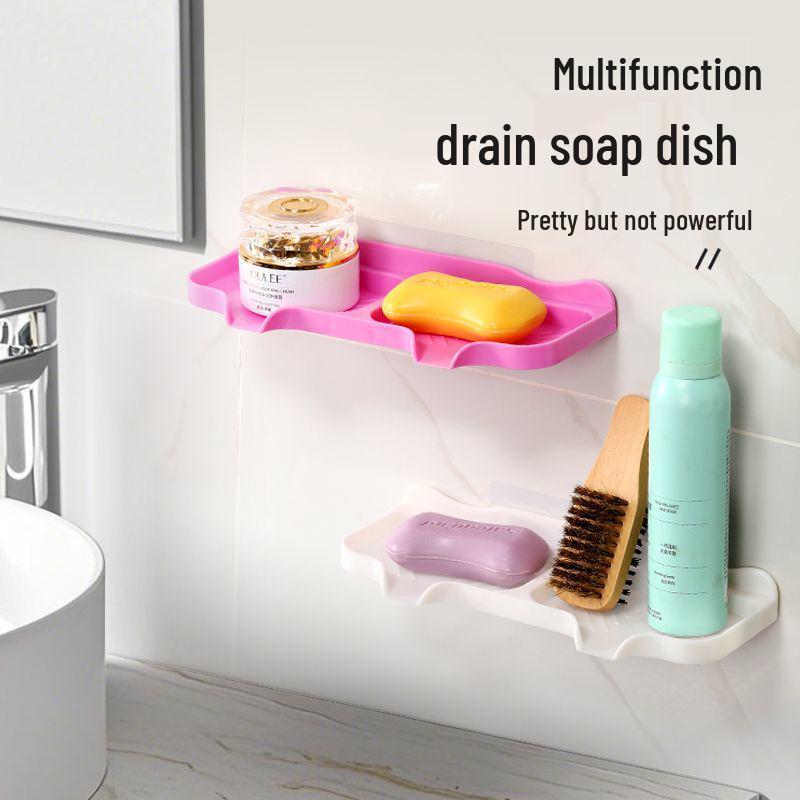 Wall-Mounted Double Soap Dish: Creative Punch-Free Storage Rack with Draining Feature for Bathroom and Toilet