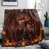 1Pc Demon Print Flannel Blanket, High quality Comfortable for All Seasons, Home Decor, Warmth and Comfort, Perfect for Christmas Gifts W94