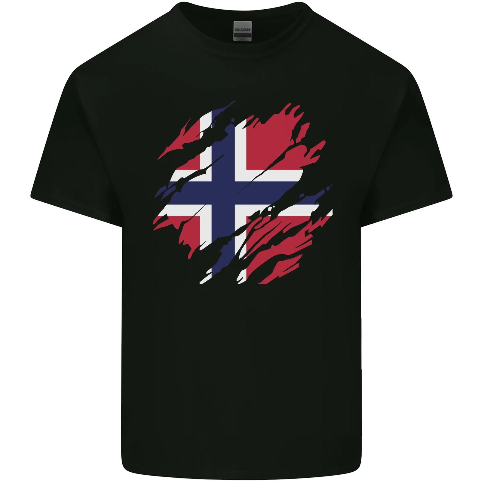 Torn Norway Flag Norwegian Day Football Kids T-Shirt Childrens XL