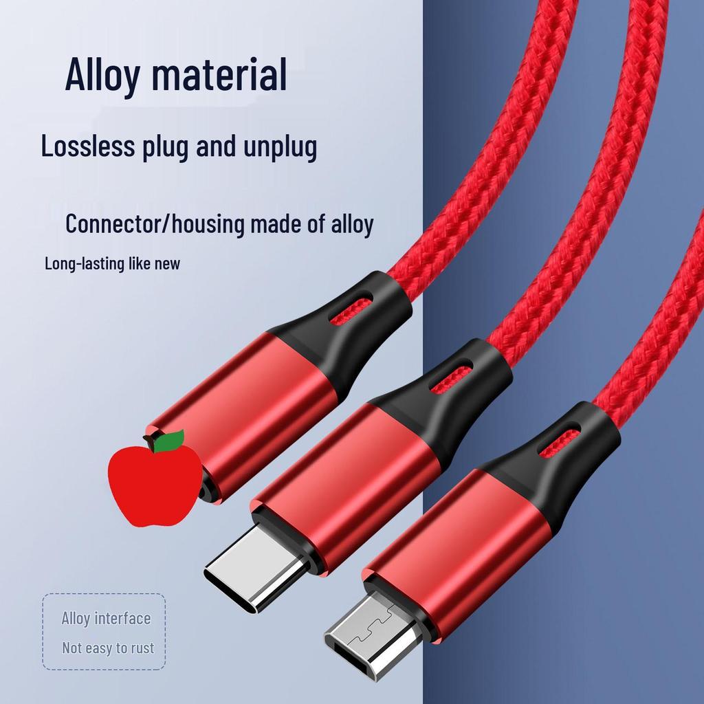 Braided 2A Fast Charging 3-in-1 Cable for Huawei, Apple, Android - Ideal for Car Use
