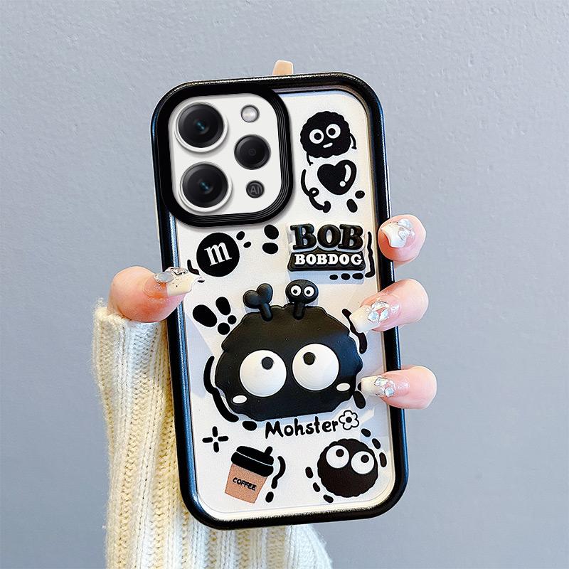 KEYSION Shockproof Case for Redmi 12 4G 5G with Lanyard Silicone Cute 3D Cartoon Doll Phone Cover for Xiaomi Redmi 12 5G