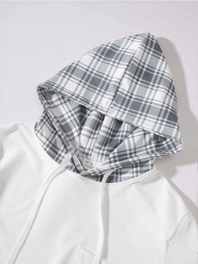 Spring Autumn Men's Colour Blocking Plaid Casual Long-sleeved Fake Two-piece Sweater Moisture Wicking Comfortable Fit Skin-friendly Breathable Tops