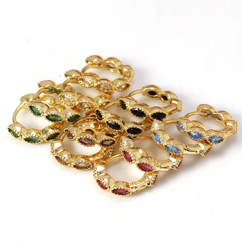 Korejské Multicolor CZ Zirkonové malé kruhové náušnice pro ženy Nerezová geometrie Kruhová náušnice Piercing do ucha