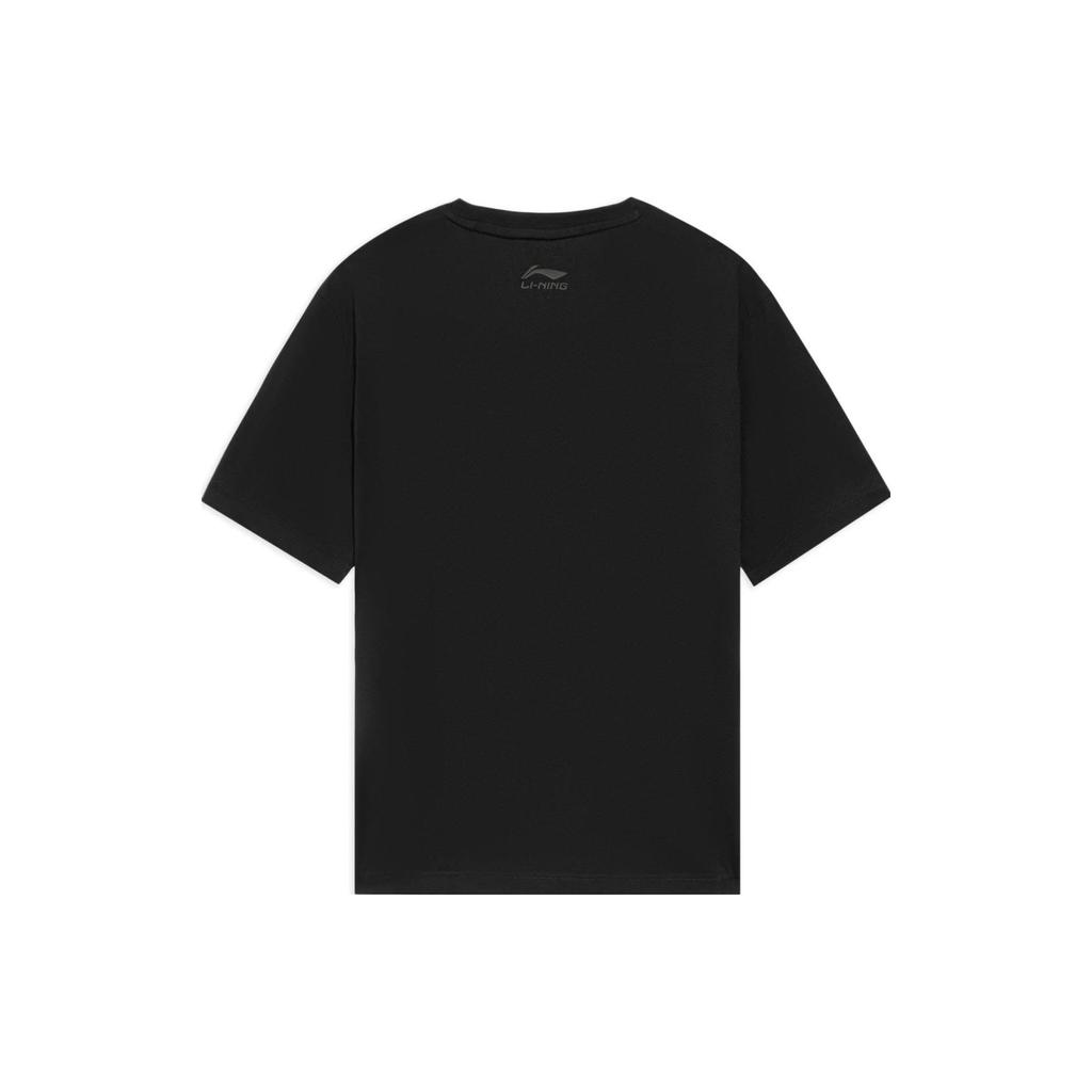Li-Ning Basketball Series Letter Print Loose Round Neck T-Shirt Men Tops Black AHSSD65-2
