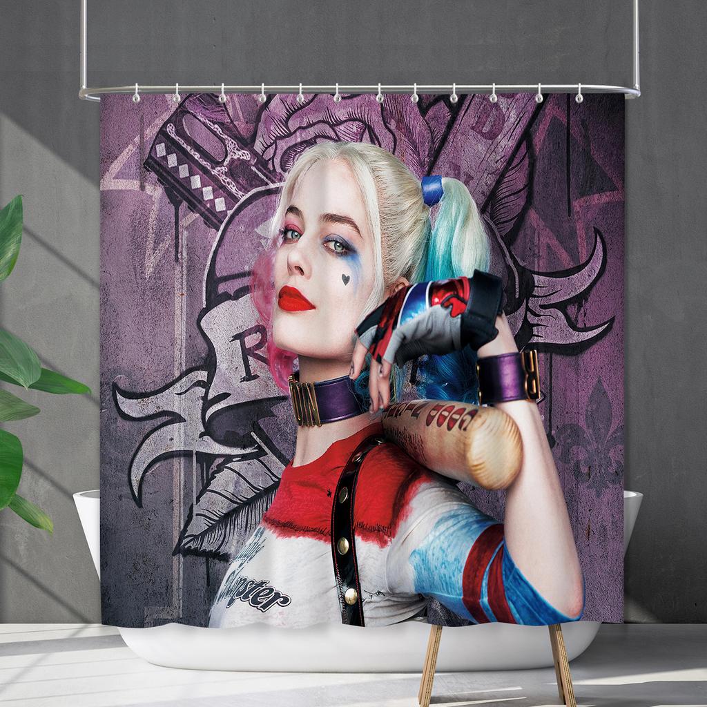 Badezimmervorhang Wasserdichter Duschvorhang Digitaldruck Animation Freies Stanzen Toilettentrennvorhang Duschstoff
