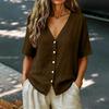 Women's Short Sleeve Button Down Shirt Color Casual Blouse for Everyday Wear