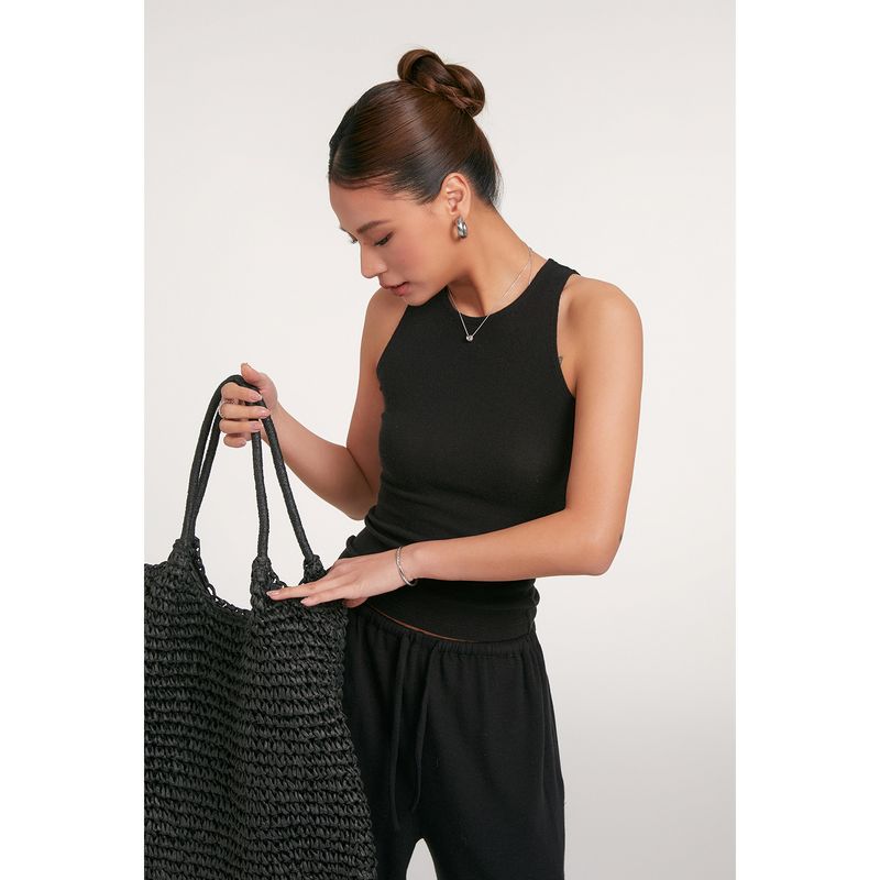 

Discoglam American Sports and Leisure Slim fit Slimming Black Vest + Pants set Women Two-piece Set Spring and Summer Black Vest XS