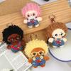 Păpușă Drăguță cu Păr Cret Breloc de Pluș cu Ochelari Salopetă de Blugi Păpușă de Pluș Desene Animate Breloc Pandantiv Decor Rucsac Cadouri