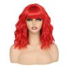 Bob Wig With Bangs 12 Inch Short Wavy Bob Wig Synthetic Blue Orange Pink Yellow Purple Red Wigs For Women Cosplay Halloween Daily Use