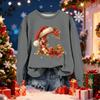 Women's Fashionable Casual Long-Sleeved Christmas Letter Print Crew-Neck Sweatshirt