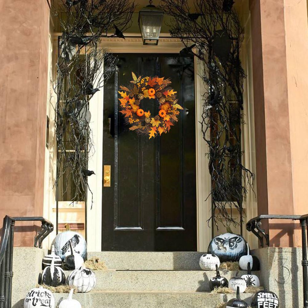 Ghirlanda Foglia d'Acero Zucca Ghirlanda Artificiale Decorazione Porta d'Ingresso Decorazione del Ringraziamento