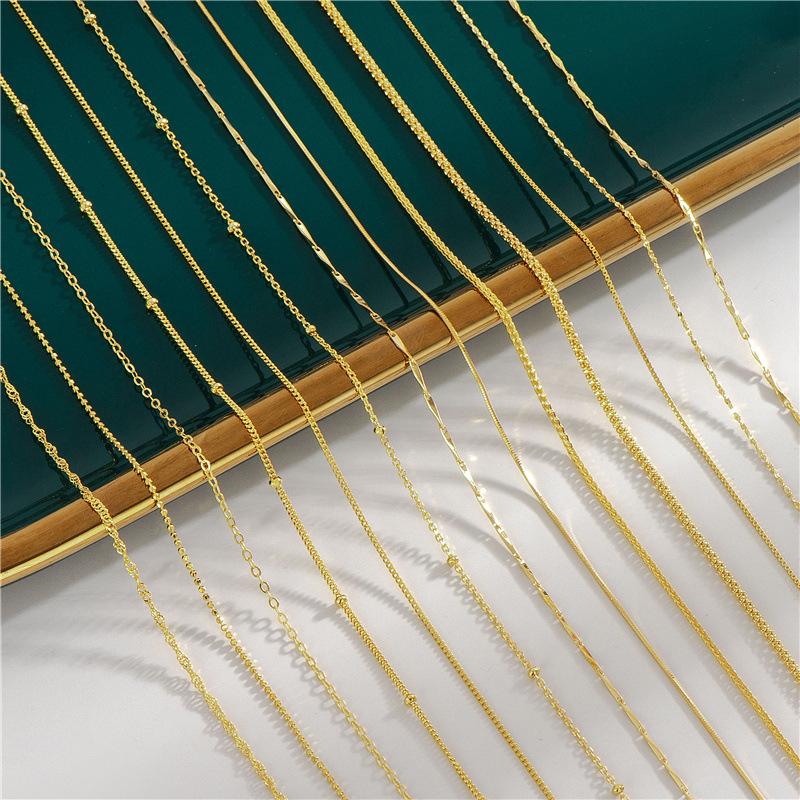 Gold Plated Genuine 925 Silver Chains DIY Necklace for Women Box Twisted Link Snake O Chain Accessories