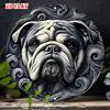 D-Moll pc Vintage Englische Bulldogge Metall Wanddeko Schwarz Weiß Retro Rundes Schild mit Ausdrucksstarken Augen cm Schwer Fac