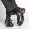 Men Punk Loafer Dress Elevator Shoes Black Brown Leather Shoes Thick Sole Platform Shoes Plus Size