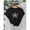 Women's Leopard Print & Pentagram Star T-Shirt Crew Neck Short Sleeve Casual All-Season Top Travel Outdoor Daily Wear