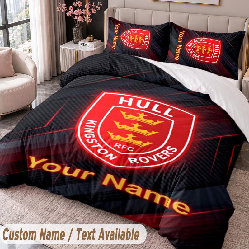 Hull KR Printed Bedding Set Custom Name Text 1 Duvet Cover 2 Pillowcases For Bedroom