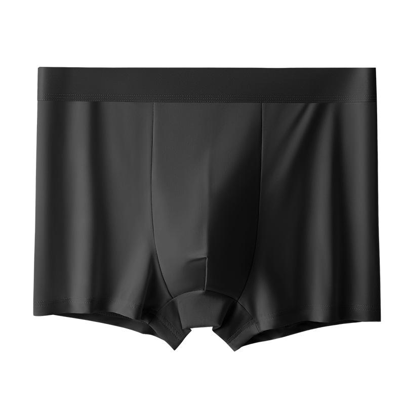 Men's Ice Silk Breathable Mid-Waist Boxers - Solid Color Comfortable Underwear for Boys