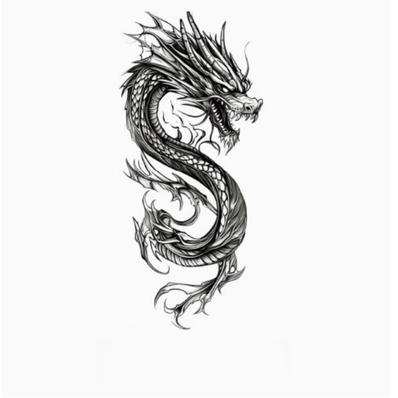 Waterproof Dragon Pattern Tattoo Stickers Men'S Temporary Tattoo Stickers Fake Tattoo For Women Hand Arm Chest Body Art