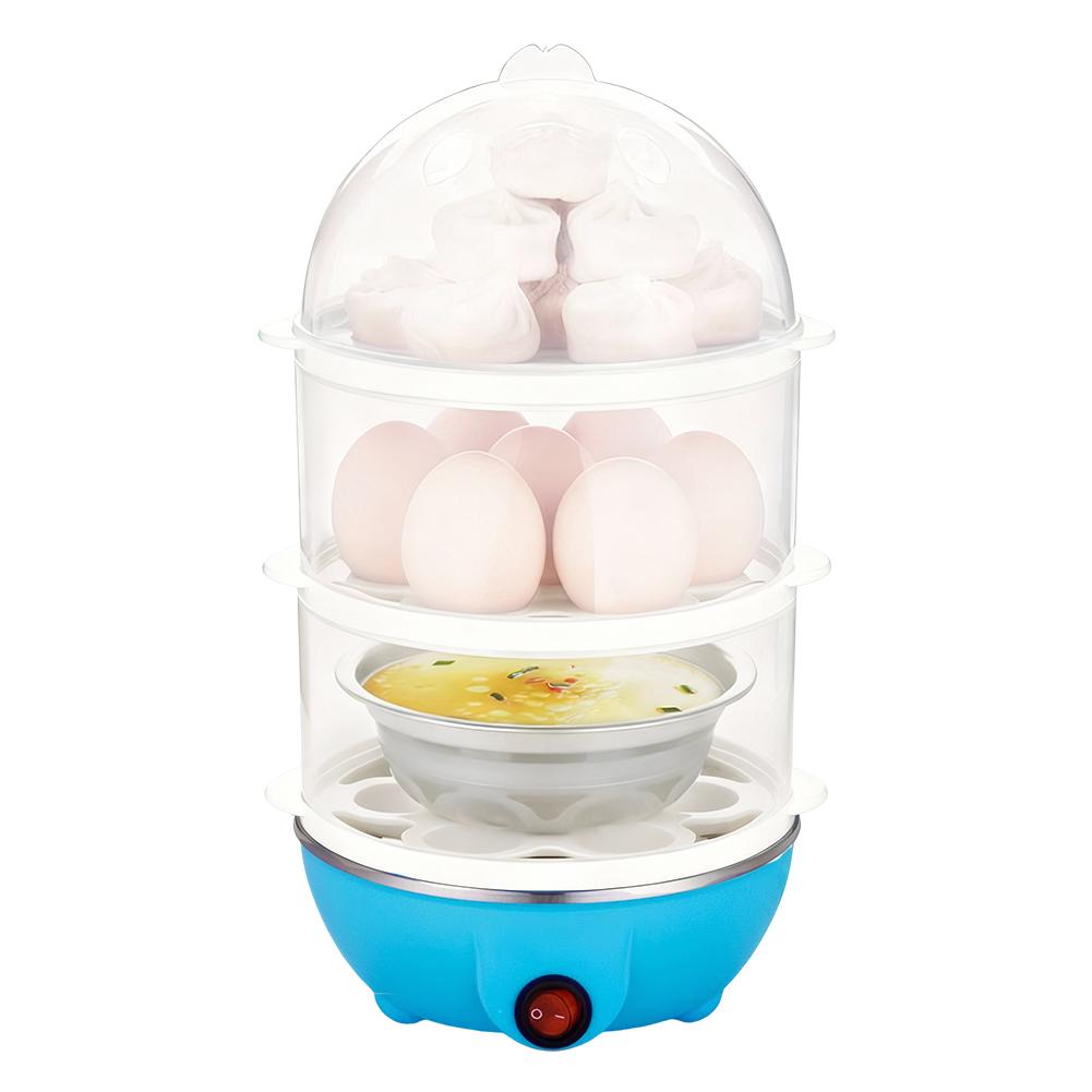 220В Электрическая пароварка для яиц Быстрый нагрев Многофункциональная яйцеварка С таймером Мини-кухонная пароварка для приготовления завтрака синий