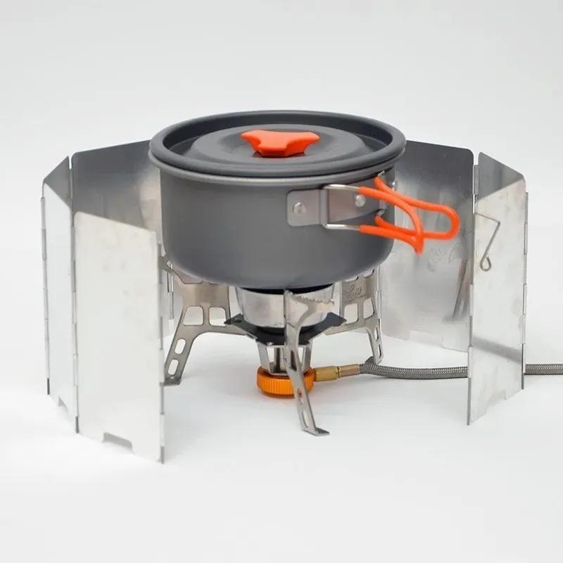 8/10 Plates Aluminum Alloy Gas Stove Wind Shield Outdoor Camping Picnic Cooking Burner Windproof Screen