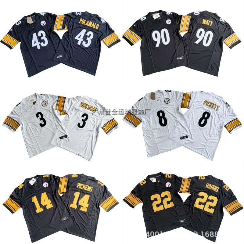 Pittsburgh Steelers Camiseta de Fan Legacy para Hombre Mezcla de Algodón Bordada Uniforme de Fútbol Rugby Deportes