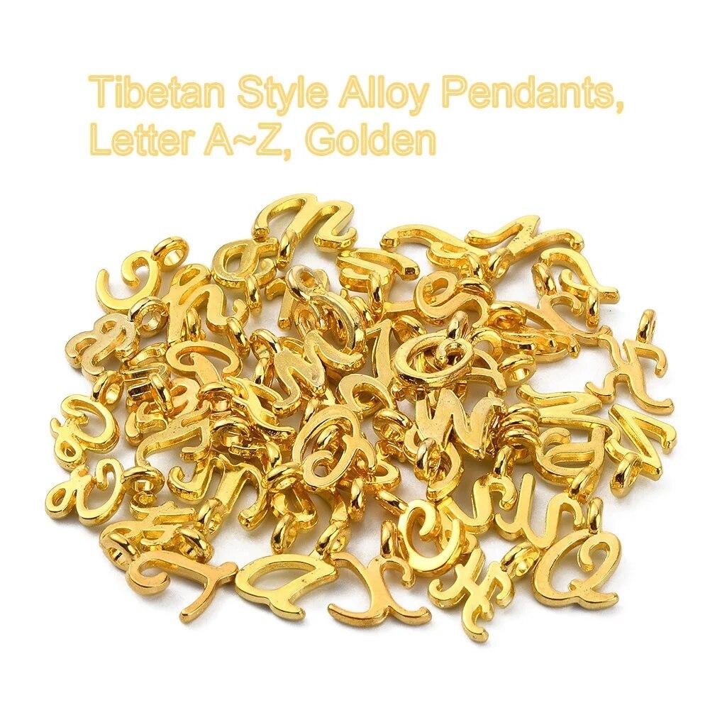 26pcs/pack Letter Charms DIY Pendant, Alloy Antique Silvery English Letters A- Z Charms Pendant, For DIY Jewelry Making, Earring