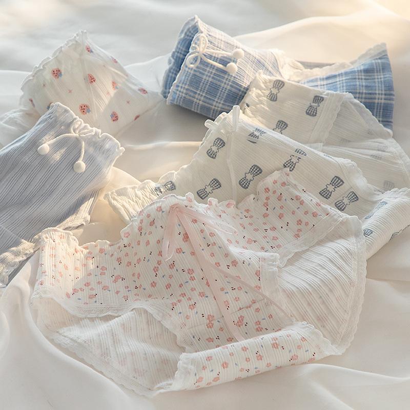 Baumwoll-Slips Damenunterwäsche Slip Mode Faden Schleife Slips Liebliches Mädchen Nahtlose Unterhosen Damen-Dessous Verkauf