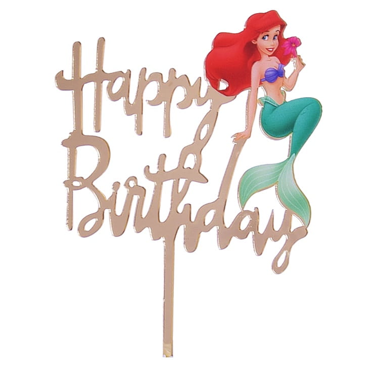 Happy Birthday Princess Ariel Acrylic Cake Topper