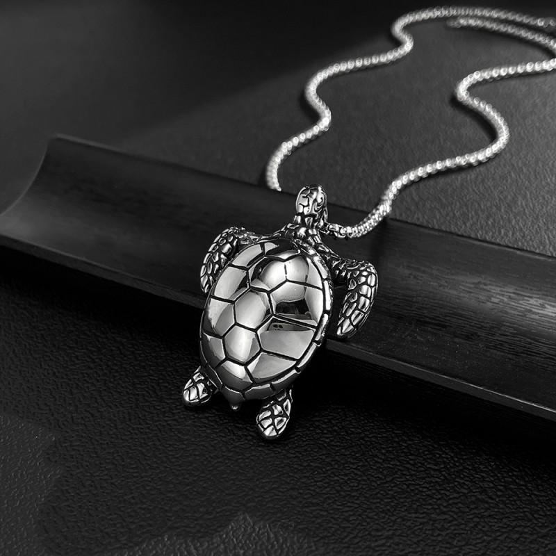 Hip Hop Necklace Men's Stainless Steel Personality Versatile Trendy Flu Turtle Titanium Jewelry