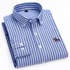 Basic Oxford Dress Shirt For Men Long Sleeve Cotton Solid Casual Plaid Striped Social Business Male
