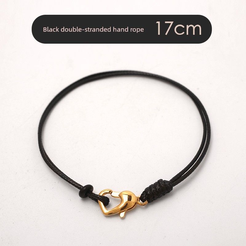 

Кожаный шнурок с маленьким отверстием, двухрядный парный браслет с бусинами на удачу Black 17cm