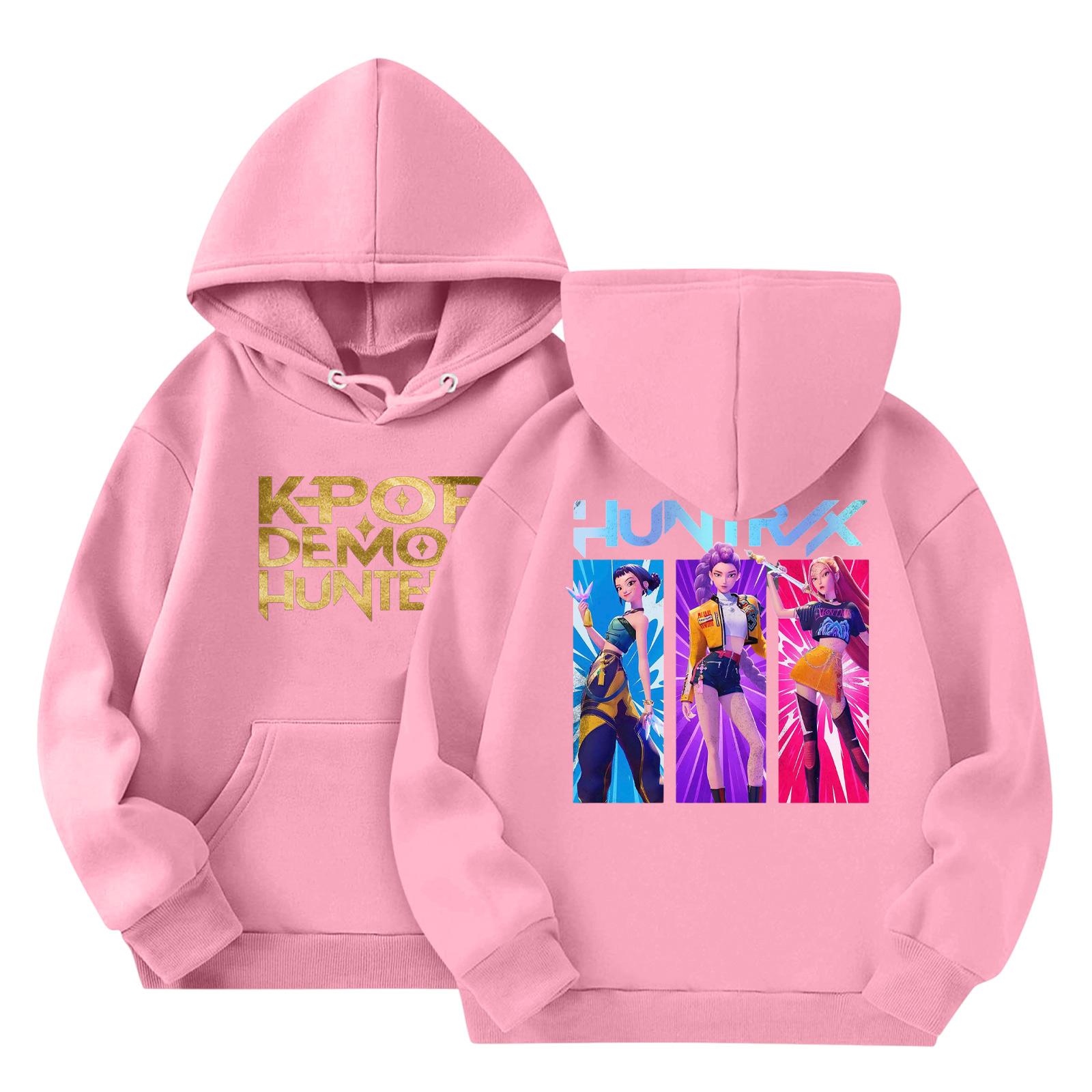 

Дитяча мода Легкий пуловер з довгим рукавом з кишенями Худі з принтом 160 рожевий