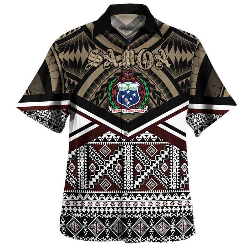 Samoa Polynesische Hawaiian Hemden Für Männer Design Kurzarm Revers Bluse Tops Damen Sommer Lässig
