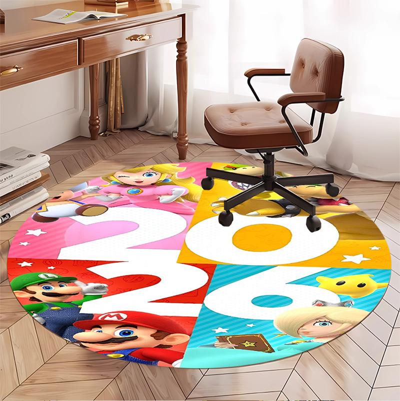 Princess Peach Toadstool Pattern Round Rug, Indoor/Outdoor Mat, for Picnic, Gameroom, Bedroom, Office, Living Room, Home Decor Carpet, Birthday Gift