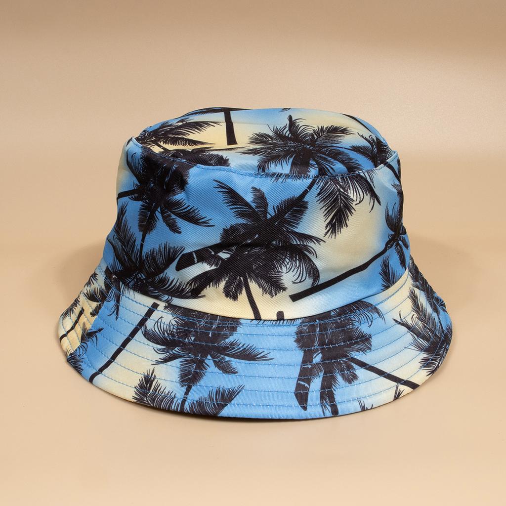 Unisex Frühling Sommer Fischerhut Leichte Lässige Kappe Kokospalmenmuster Sonnenschutz für Draußen Modeaccessoire