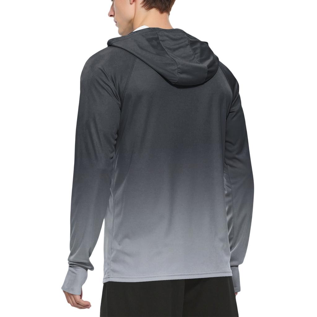 Męska modna koszula z długim rękawem i nadrukiem, z kapturem SPF/UV