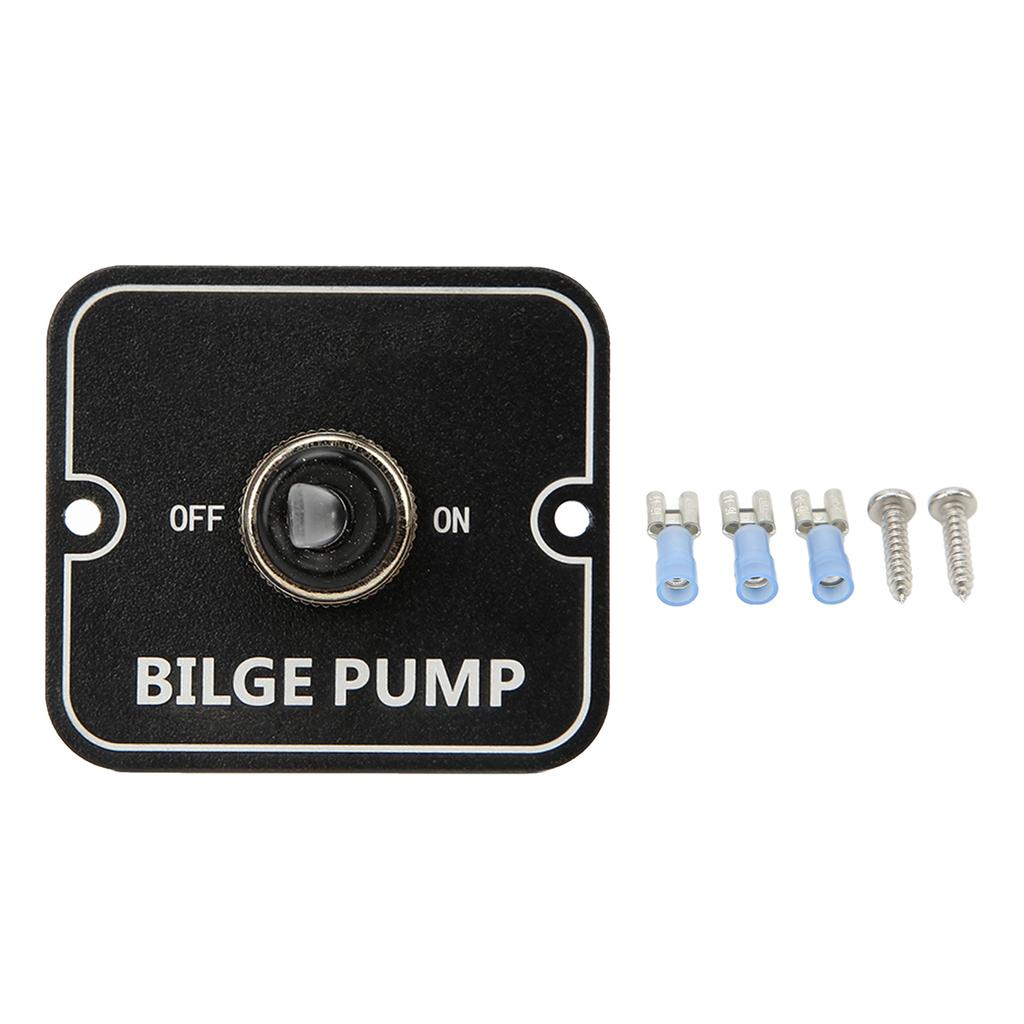 12V 24V Bilge Pump Control Switch with LED Indicator Light Sensitive Black Safe Manual Aluminum Panel