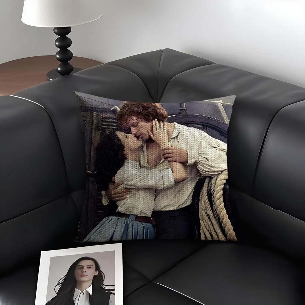 OOutlander Movie Cushion Cover Natural Linen Organic Fabric DoubleSided Printing Sofa Home Decor Gift Pillow Case