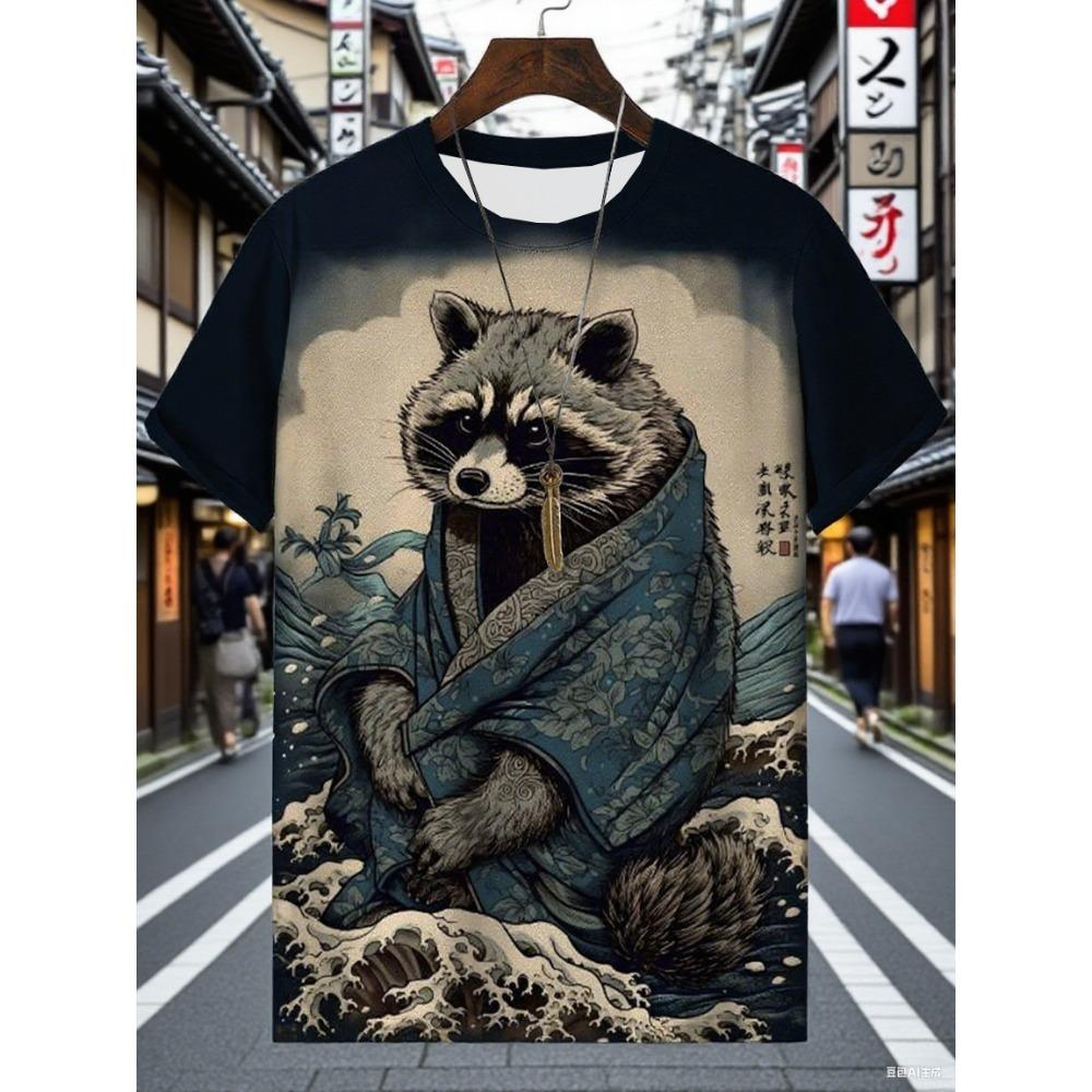 

2025 Лето Мужская футболка Красивый Кот Воин 3D-принт Повседневная Мода Уличный Топ Японский Стиль Свободный 3XL