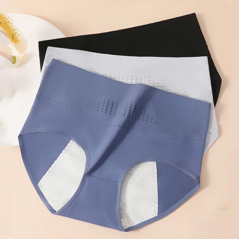 

3 шт., женские трусики с высокой талией, менструальные трусы, расширяющиеся, герметичные, физиологическое нижнее белье, большие размеры 4XL, хлопковые женские трусы XXXXL