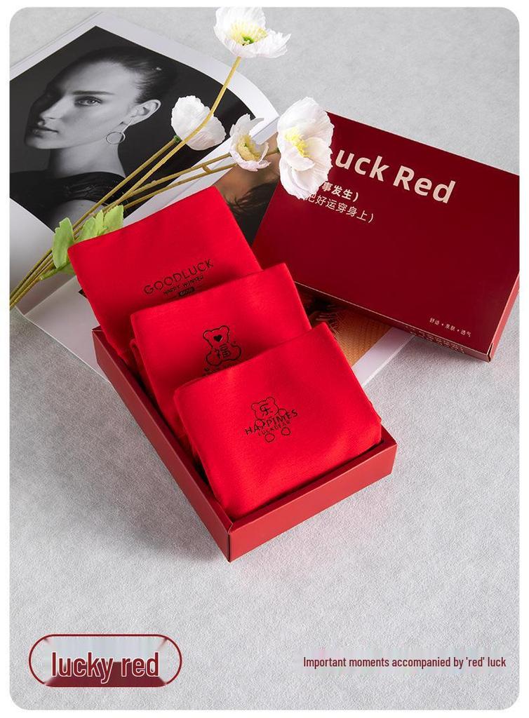 Damen Zodiac Jahr Hohe Taille Rote Unterwäsche - 100% Baumwolle, Atmungsaktiv, Große Größen, Festliche Geschenkbox
