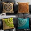 Federa Cuscino con Motivo Mandala Bohemien Lino Organico Durevole Ipoallergenico Copricuscino Corto Lavabile