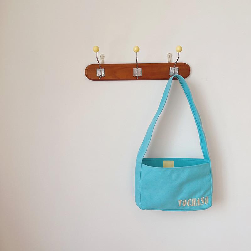 Fashionable Large Capacity Canvas Bag For Kids Versatile Crossbody Shoulder Bag синий