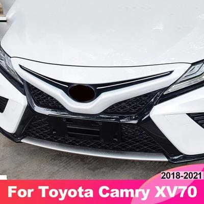 Auto Voorgrille Grill Logo Embleem Sierstrips Cover Stickers Voor Toyota Camry XV70 2018 Accessoires