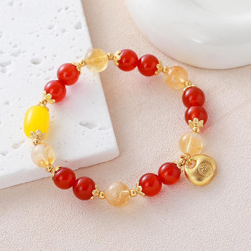 Achat Citrin Armband Mode Damen Alltag Schmuck Geschenk