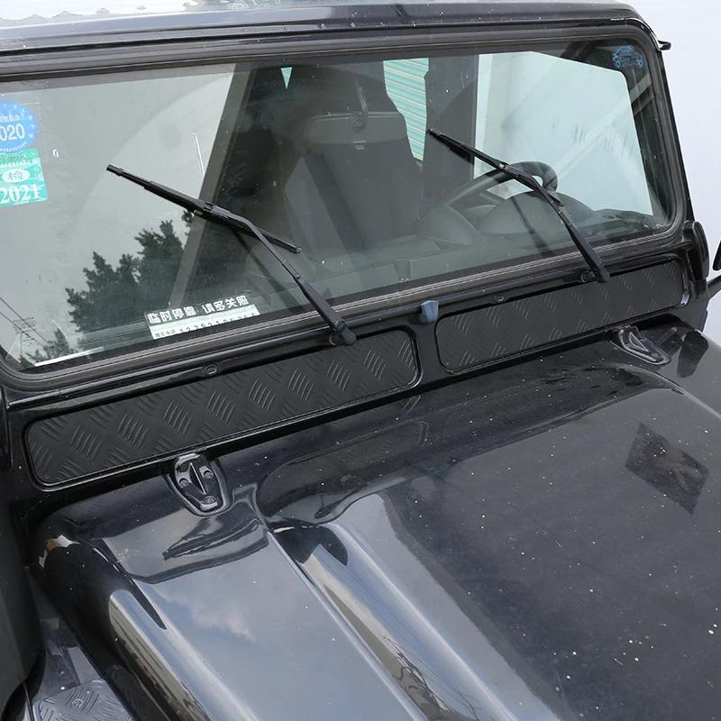 For Land Rover Defender 90 110 130 2004-2018 Aluminum alloy Black Car Front Windshield Lower Trim Panel Sticker Car Accessories