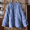 Johnature Women Vintage Parkas O-Neck Long Sleeve Solid Color Spring Coats Button Plus Cotton Chinese Style Parkas