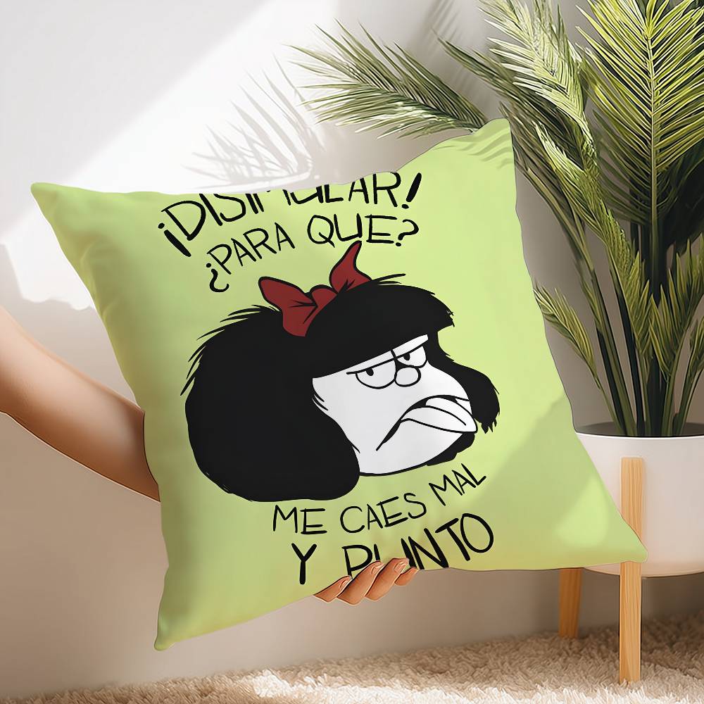 Cartoon M-Mafaldas Pillow Case Short Plush Print Cushion Cover Square Throw Pillow Covers Sofa Home Decor