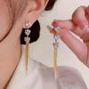 Elegant Zircon Heart Tassel Earrings for Women - High-end, Fashionable, Versatile Design