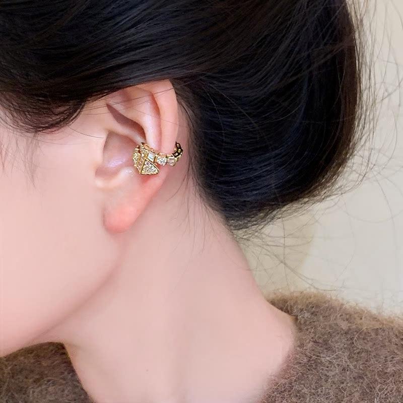 Zircon Snake Ear Clip for Women - No Piercing, Chic and Versatile, High-End Fashion Ear Accessory